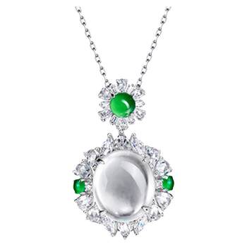 Natural ice transparent chrysoprase gray agate white jade set