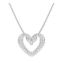 (Self-operated) Swarovski womens necklace double swan heart-shaped pendant