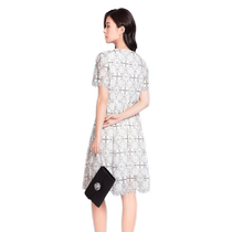 (Same style in the mall) Keletier 2024 summer temperament commuter lace craft X-shaped short-sleeved dress