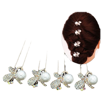 Korean pearl rhinestone hairpin hairpin hairpin hairpin bridal hairpin u-shaped clip crystal hairpin small clip