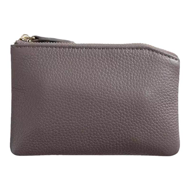 Real leather texture coin wallet for women with small and versatile leather zipper card bag key coin simple student thin and cute