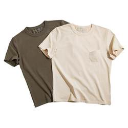 Madden workwear American retro heavy pocket three-needle T-shirt Ami khaki pure cotton short-sleeved bottoming shirt men's summer