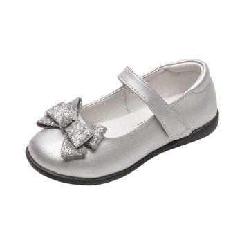 Bermuda girls leather shoes children's shoes show silver