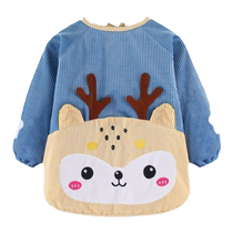 Baby coveralls childrens waterproof and anti-dirty eating bibs baby rice pockets autumn and winter reverse coats corduroy protective clothing
