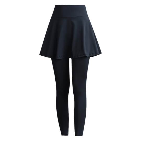 春秋季大码假两件运动裤裙瑜伽宽松裙裤健身跑步专用速干九分裤女