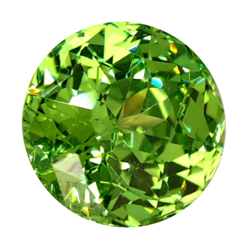 Star cut round peridot loose stone ring face