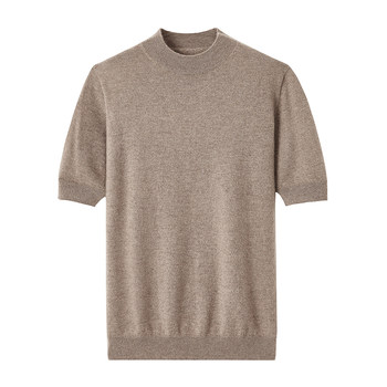 Short sleeve cashmere sweater men's half turtleneck t-shirt Short sleeve cashmere sweater men's half turtleneck t-shirt