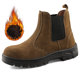 따뜻하고 부서지지 않는 겨울 슬립온 모피 면 노동 보호 신발, 힘줄 바닥 중간 컷 용접공 신발, 보호 작업 신발