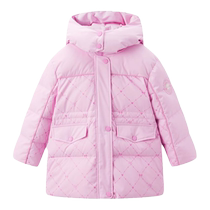(Same cold-proof series at the counter) PEACEBIRD Childrens Clothing Girls Down Jacket Hooded Mid-Length Winter Thickened Jacket