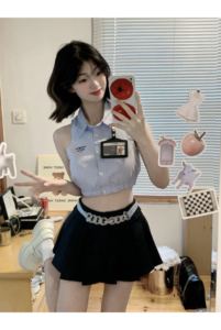 小众设计女团风套装女 学院风辣妹少女两套夏季新款 shebyshj越南