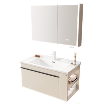 Gujia Home Smart Bathroom Cabinet Combination Ceramic Integrated Side Storage Washbasin Makeup Cabinet Bathroom Washstand