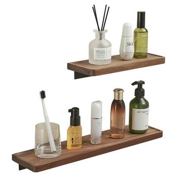 Light luxury walnut solid wood board storage rack