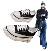 Thick-soled platform canvas shoes for women 2024 spring and autumn new height-increasing casual cloth shoes versatile white shoes sneakers
