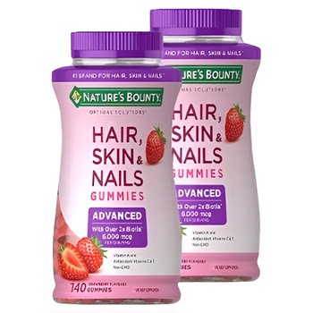 Nature's treasure upgraded hair and skin gummies 140 ແຄບຊູນ * 2 ວິຕາມິນ a ວິຕາມິນ c biotin e hair care