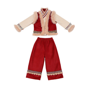 Children's tibetan clothing, winter velvet tibetan robe performance clothing