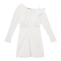 Relaxing holiday] self-portrait 2024 spring and summer pure white off-shoulder lace shirt dress