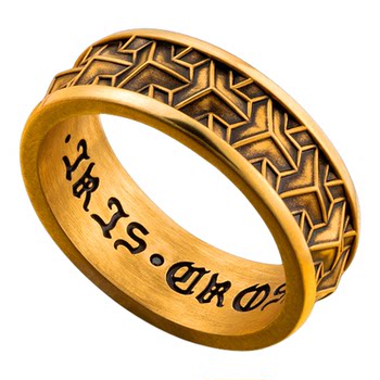 Mountain wenjia diamond pattern men's gold ring