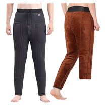 Pantalon dhiver de coton dâge mûr les trois couches anti-froid des pantalons de cylindre droit grand code plus suède épaississement élevé des pantalons chauds