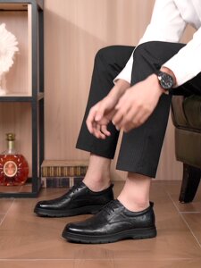红蜻蜓男鞋冬季加绒保暖商务正装休闲皮鞋男士真皮软底纯牛皮棉鞋