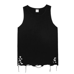 Wukong ແມ່ນຢູ່ໃນຫຼັກຊັບເອີຣົບແລະອາເມລິກາທີ່ສູງຖະຫນົນ lazy style ripped hole bottoming vest ຜູ້ຊາຍ trendy ຍີ່ຫໍ້ hip-hop ພາຍໃນນຸ່ງເສື້ອຝ້າຍບໍລິສຸດ waistcoat ເສື້ອທີເຊີດ