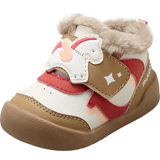 牧童婴儿宝宝鞋2025冬季新款鸿运男童稳护鞋加绒保暖女学步大棉鞋