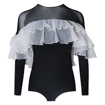 Dambo Romorden Dance Performance Suit Classic Round Collar Flutter Lotus Leaf with its own chest cushion one-piece dress national standard dance outfit