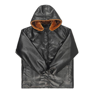 Fleece thickened windproof and warm workwear leather clothes set