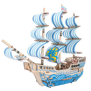 Nanhu Red Boat Sailing Model Assembled Wooden DIY Handmade Simulation 3D Three-dimensional Puzzle Ship Toy