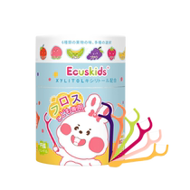 (Auto-fonctionné) Fil dentaire japonais pour enfants Ecuskids Fil dentaire ultra-fin Bâtonnets de xylitol Saveur fruitée Emballé individuellement 60 pièces