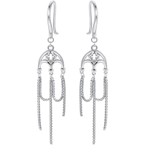 Ming brand jewelry platinum wind chime whispering earrings PT950 four-leaf clover tassel ear hook shiny ear wire BFH0076