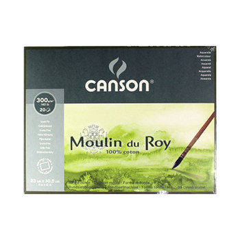 Canson Moulin Watercolor Paper 16K Watercolor Paper Star-Grade Full Cotton Pulp Four-Sided Glued 300g Coarse Texture Medium Coarse Fine Texture Pure Cotton Watercolor Paper Extra Thick Art Student Sketching