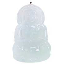 (Self-operated) Qianyu Shiguang Burmese natural A-grade jade ice translucent light green flower thick Guanyin pendant jade pendant