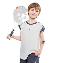 Mark Huafei Boys Sleeveless Vest T-Shirt 2024 New Childrens Summer Clothes Boys Trendy Childrens Clothes Korean Style Pure Cotton JZ