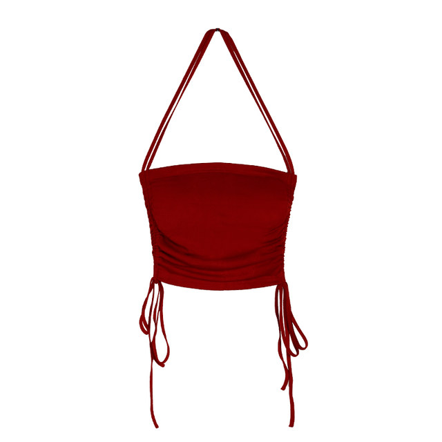 Chest pad suspender vest navel halter neck top