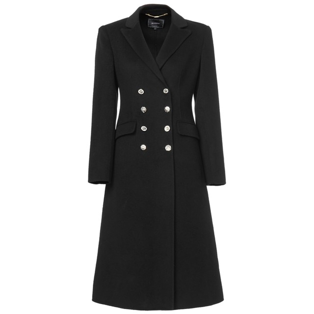 MAXRIENY retro waist-hugging double-sided wool coat long coat for women