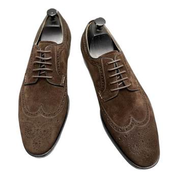 Versatile business casual brogue reflective leather shoes