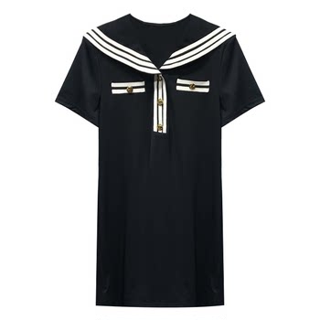 Monica plus size women's navy collar dress retro for women summer ສິ້ນແບບວິທະຍາໄລໃຫມ່ສໍາລັບໄຂມັນ mm ເພື່ອປົກຫຸ້ມທ້ອງ