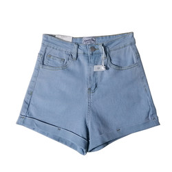 Net red high -waisted denim shorts 2024 new versatile Korean tights, thin elastic light -colored short pants women