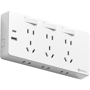 国际电工一转多拓展插排20W快充 USB+Type-C三开21孔墙壁电源插座