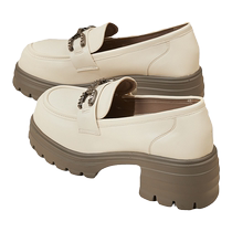 Zhuo Shini Xiaoxiangfeng white small leather shoes 2024 new spring French loafers shallow mouth one-leg womens shoes