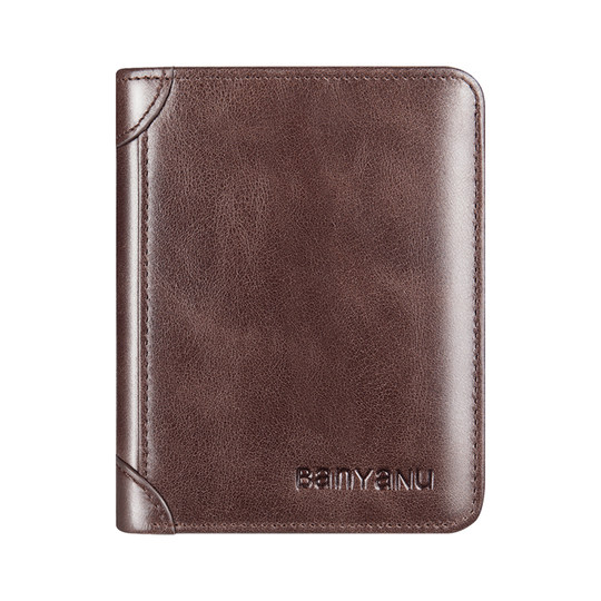 Men's wallet genuine leather short driver's license multi-function