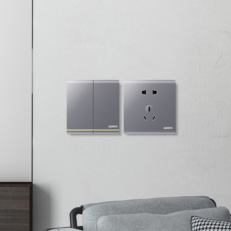 Two multi-control midway switch two open double open three-control multi-joint X dark fit 86 type wall panel Skyway grey-Taobao
