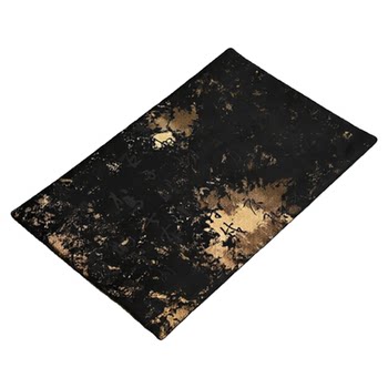 New woven gold double-sided tea mat, thickened zen dry foam mat, high-end light luxury text dark pattern, black chinese retro