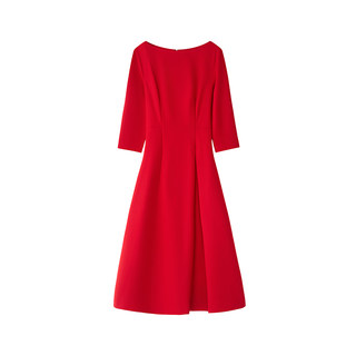 Machine washable wool bateau neck slim fit full skirt dress