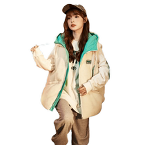 Tangshi autumn and winter new vest womens imitation lamb wool niche fashionable versatile hooded thickened sleeveless vest jacket trendy