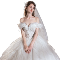 odelia Yiyuan one-shoulder main wedding dress 2024 new style bride with big tail fugitive public servant heavy industry woman