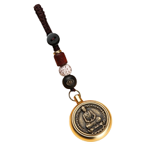 Brass twelve zodiac natal Buddha eight guardian saints keychain pendant car fortune making pure copper pendant for men