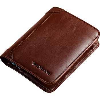 Manbon ultra-thin vertical soft cowhide men's wallet