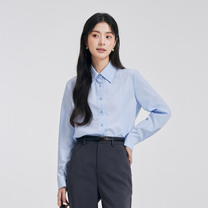 达佳诗-经典蓝调 蓝色衬衫上衣女干练显瘦高级感事业面试通勤衬衣