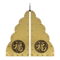 Chinese antique solid wood brass corner full copper double door Ruyi Hulujiao code door copper strip accessories decoration